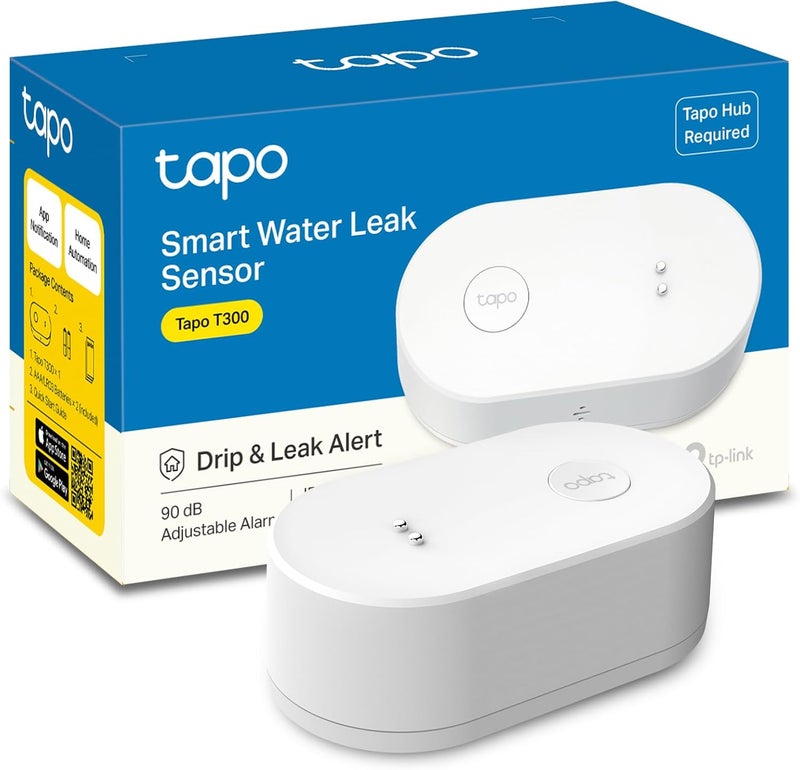 tapo كاشف تسرب المياه الذكي من TP-Link، يتطلب محور، مستشعر تسرب المياه Wi-Fi مع كشف سريع للتنقيط، إنذار قابل للتعديل 90 ديسيبل، تنبيهات عبر التطبيق، متوافق مع أليكسا وجوجل هوم، T300 - Image 1
